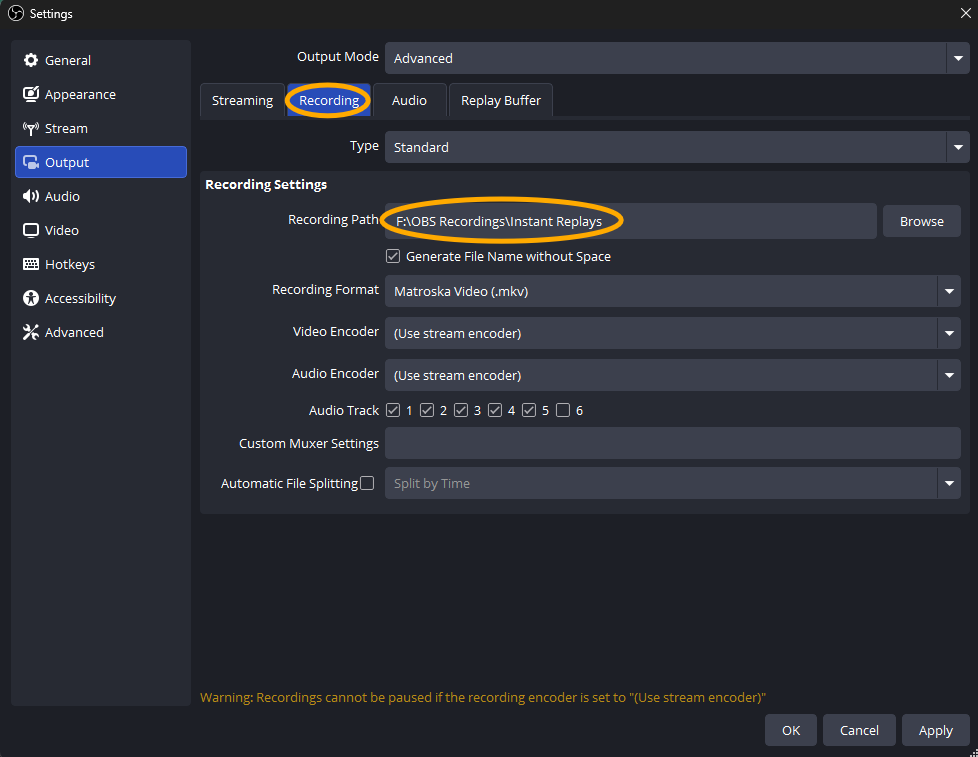 Configure OBS Replay Buffer