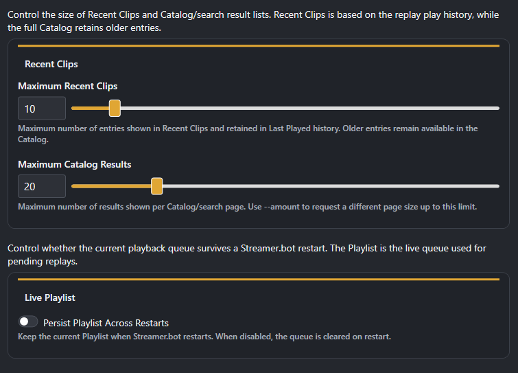 Screenshot for catalog settings