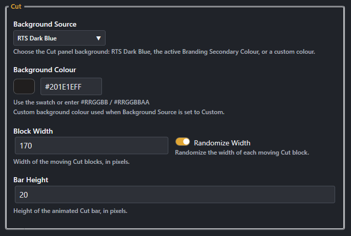 Screenshot for Cut Design Preset settings