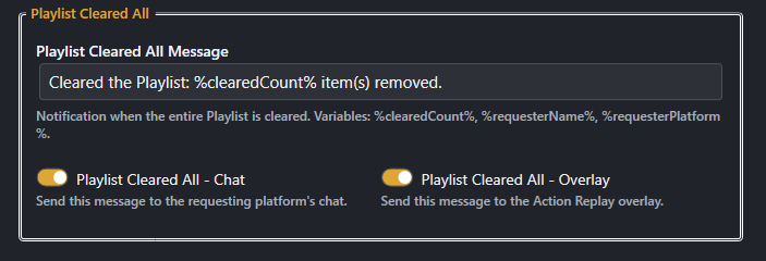 Screenshot for Playlist - Cleared All settings