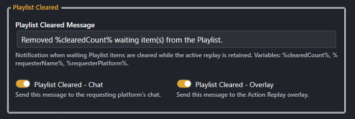 Screenshot for Playlist - Cleared settings