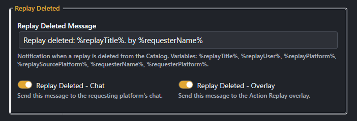 Screenshot for Replay - Deleted settings