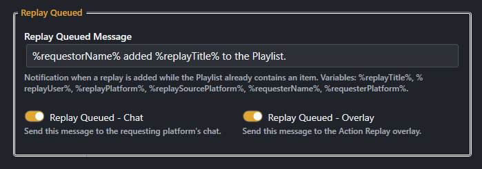 Screenshot for Replay Queued settings