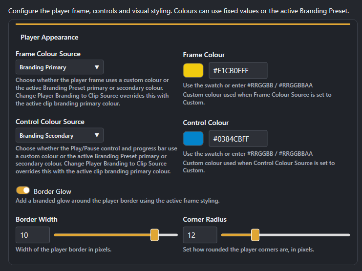 Screenshot for Player Appearance settings