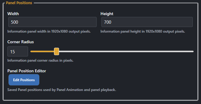 Screenshot for Panel Positions settings
