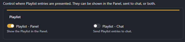 Screenshot for Playlist Presentation settings